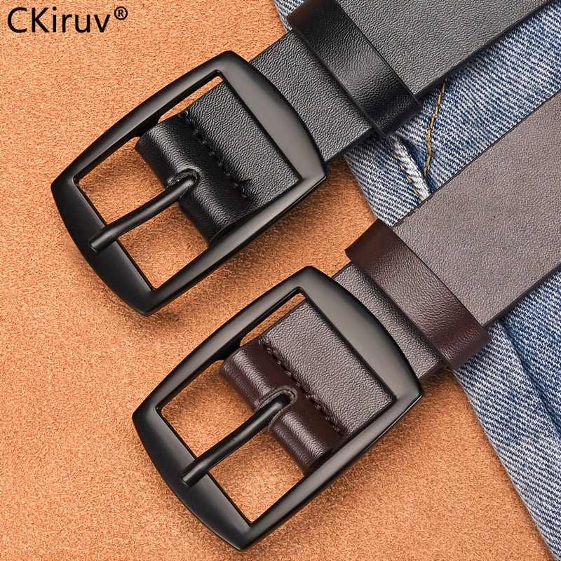 PU Faux Leather Belt for Men 3 Pack – Casual Alloy Buckle Jeans Belt Set in Black Brown Khaki Sizes 110cm 120cm 130cm, Versatile Everyday Belt Gift for Him