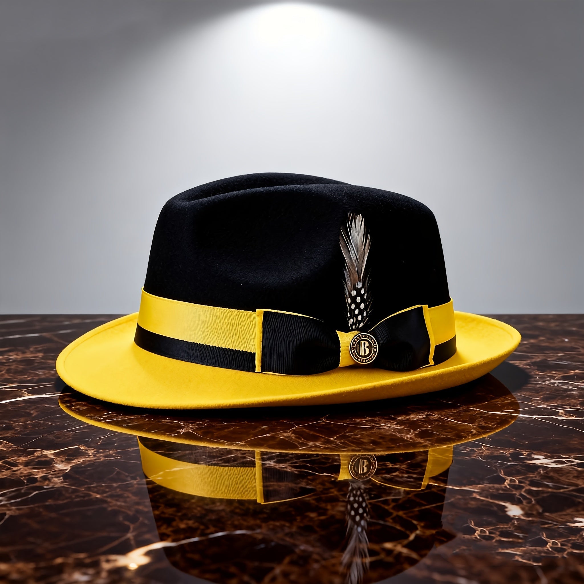 Men's Vintage British Gentleman Top Hat Cashmere Wool Blend – Adjustable 57-60cm Classic Fall Winter Dress Hat in Black White Red Yellow for Formal Costume Party Holiday Gift