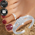 S925 Sterling Silver Heart Anklet for Women – Adjustable Cubic Zirconia Accent Ankle Bracelet, Romantic Valentine's Day & Beach Vacation Jewelry in Silver & Gold, Lightweight 1.3g Vintage Style