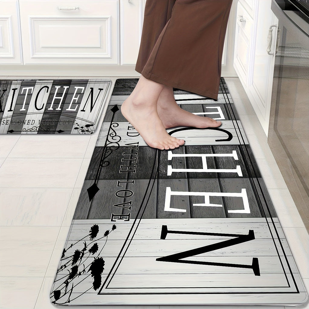 Non-Slip Absorbent Kitchen Mat | Premium Print Anti-Fatigue Floor Rug | Washable Door Mat for Kitchen Bathroom Laundry Bedroom Hallway | Wood Grain & Solid | Multiple Sizes 20x31.5" to 23.6x71"