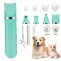 6-in-1 Rechargeable Pet Grooming Kit for Dogs Cats Cordless Hair Clipper Steel Scissors Comb Shaver Set for Thick Heavy Coats USB Charging 50-Min Runtime Blue White