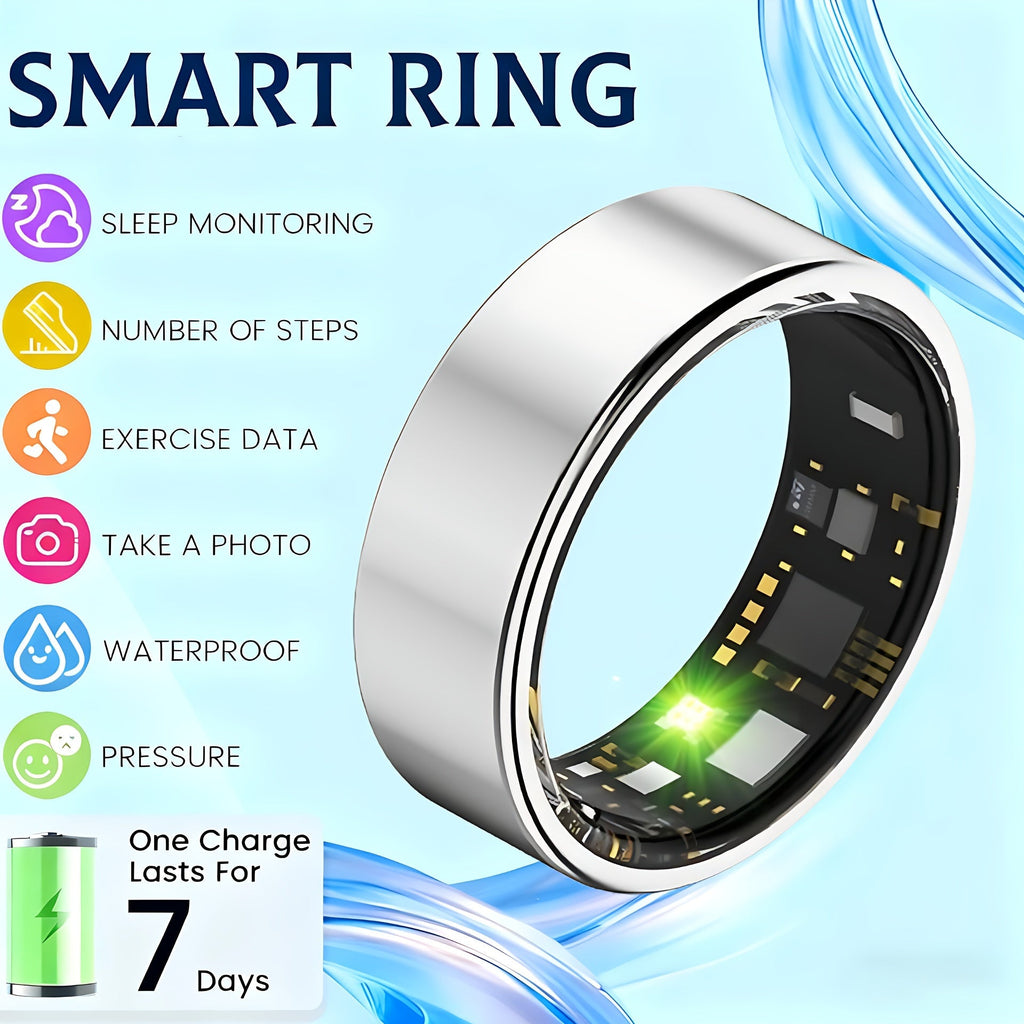 Smart Ring Fitness Tracker for Women Men Step Counter Calories HRV Stress Monitor Heart Rate 100+ Sports Modes IP68 Waterproof Health Ring iPhone Android Compatible