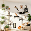 Wall Mounted Cat Climbing Shelf Set 7-Piece Deluxe Indoor Cat Furniture with Condo Scratching Post Bridge Ladder Tunnel – Space-Saving Cat Wall Playground for All Cat Sizes