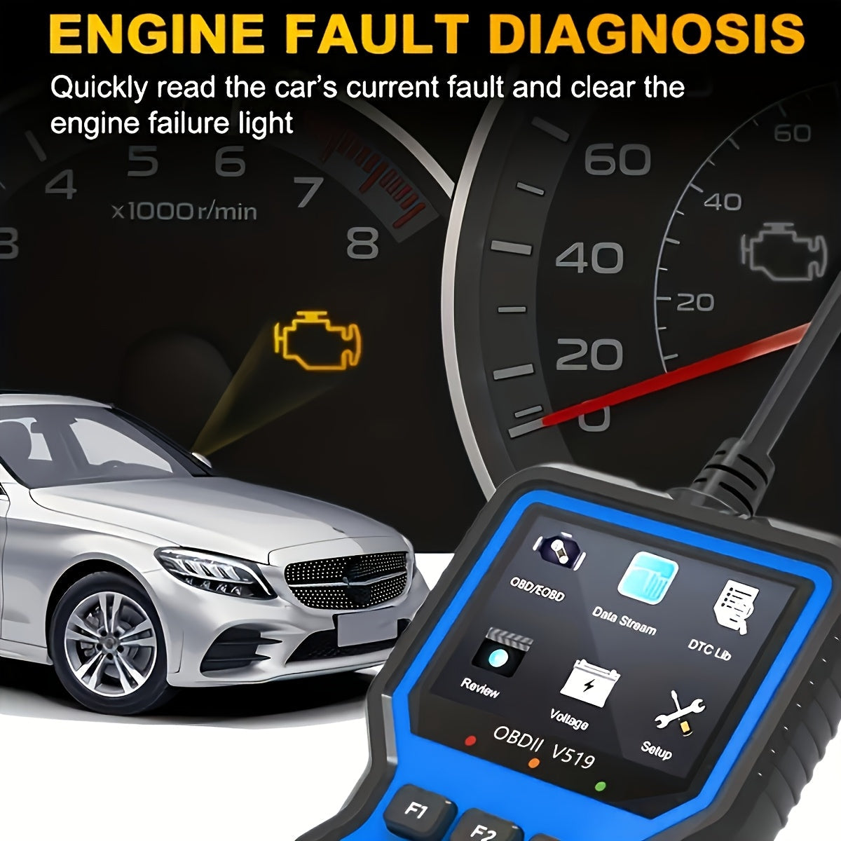OBD2 Scanner Code Reader Plug-and-Play Car Diagnostic Tool Read Clear Engine Codes Live Data Freeze Frame I/M Readiness Emissions Test All OBDII Vehicles 1996+ No Battery Blue | Nova Mart