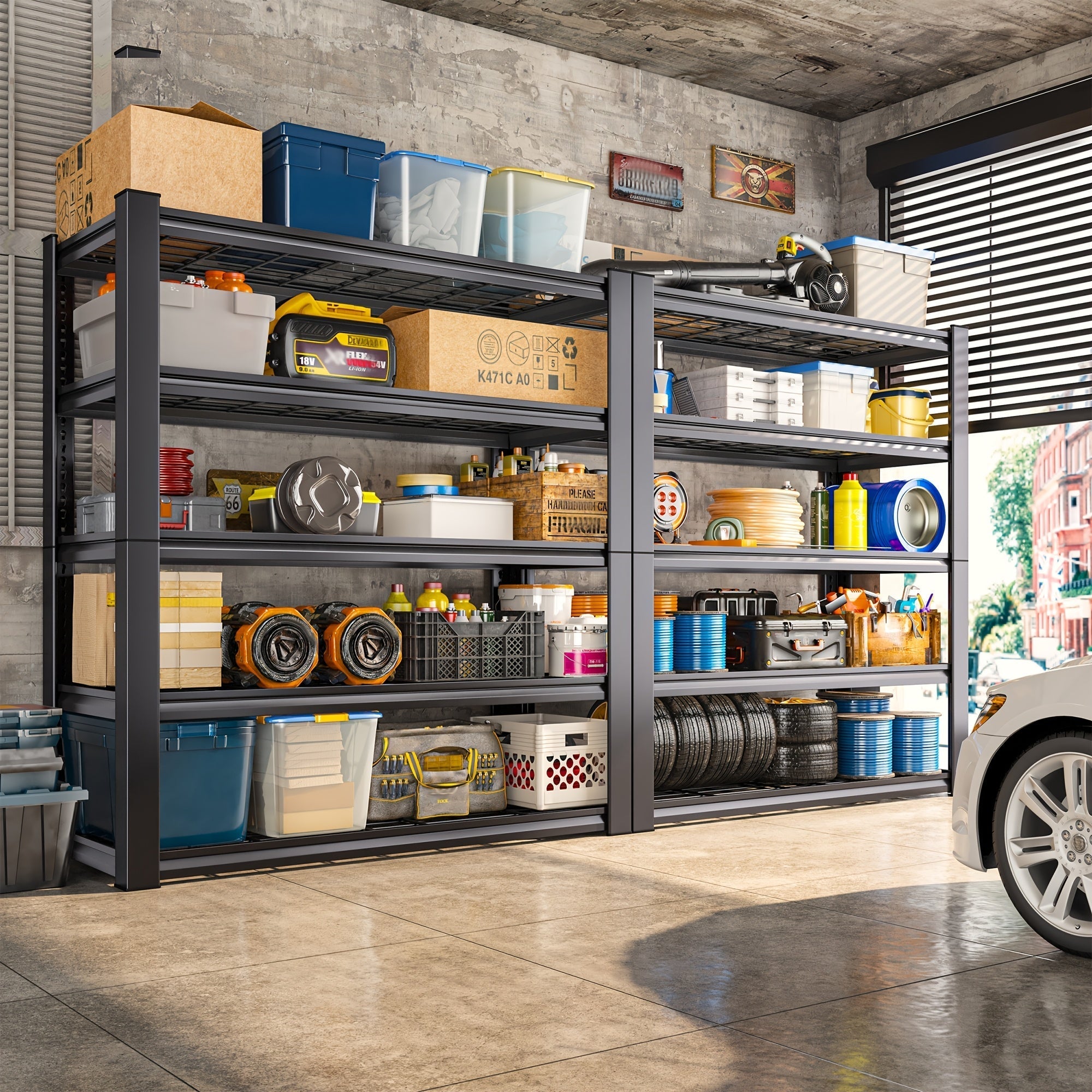 Heavy Duty Metal Shelving Unit 72 Inch 5-Tier Adjustable Garage Storage Shelf 3000LBS Capacity Carbon Steel Rack for Garage Basement Warehouse Pantry Office