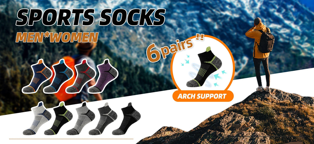 Merino Wool Hiking Socks 6 Pairs for Men & Women – Cushioned Ankle Compression Running Work Socks, Moisture-Wicking Breathable Low Cut No-Show Design, All-Season Blister-Free Comfort