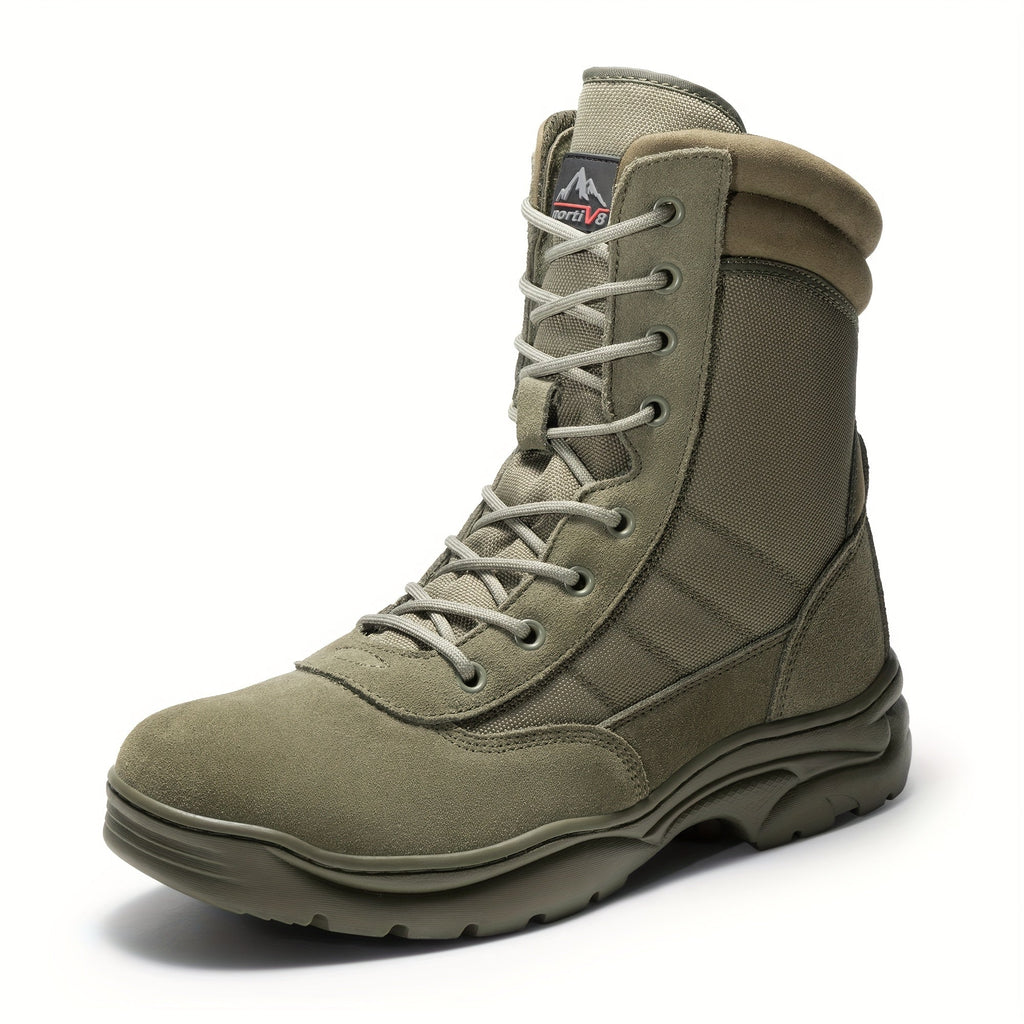 Men's Leather Tactical Combat Boots Side Zipper 9-Inch Non-Slip Lightweight - Hiking Motorcycle Outdoor Boots US 6.5-15
