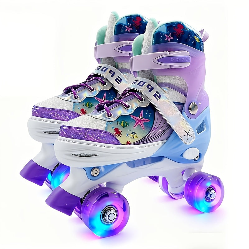 Kids Adjustable Roller Skates 3 Fit Levels Breathable Mesh – Beginner Children Skates in 6 Colors Lavender Purple Dusty Rose Powder Blue for Boys Girls Little Kid to Youth Sizes