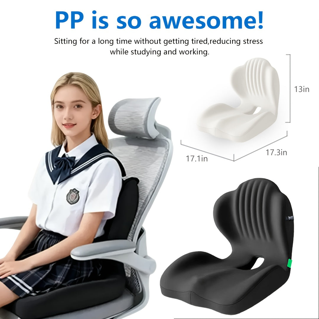 Memory Foam Seat Cushion with Ergonomic Raised Back & Hollow Breathable Design – Coccyx Tailbone Pain Relief Cushion for Office Chair, Car Seat, Wheelchair & Home, Non-Slip Buttock Cushion