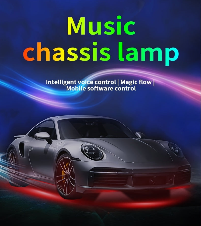 Car LED Underglow Atmosphere Light Kit App Wireless Control - Multiple Scene Modes 2 Strips 23.62 x 35.43 Inch Interior Exterior Decorative RGB Lighting for Cars Trucks SUVs