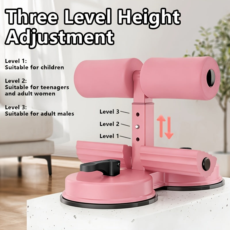 Portable Sit Up Bar 3-Section Adjustable with Dual Suction Cups & Resistance Bands – Lightweight Home Core Fitness Equipment for Ab Workouts Crunches Sit-Ups, Small Space Home Gym, Beginner Friendly