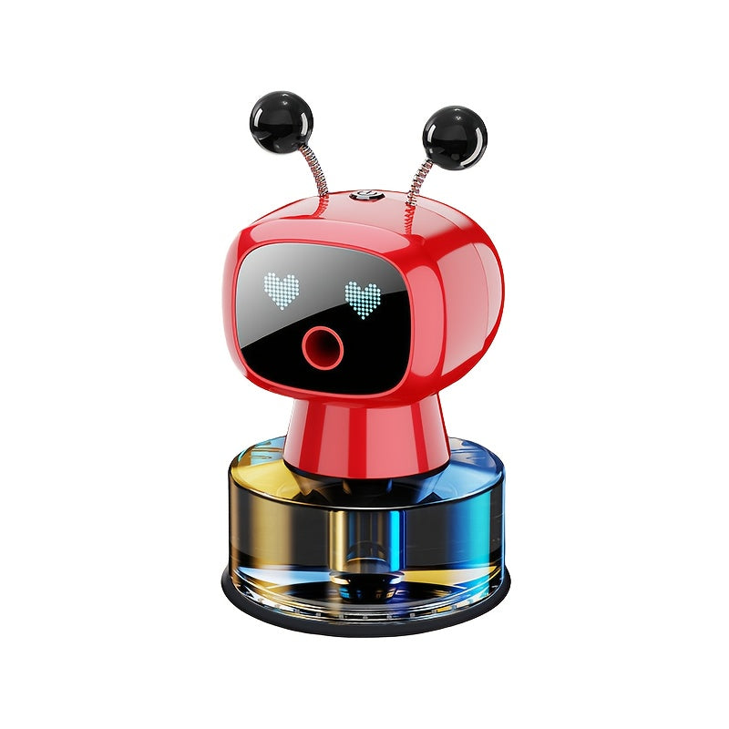 Robot Smart Car Air Freshener USB Rechargeable Auto Spray AI Expression Display 4 Scent Levels Adjustable Automatic Fragrance Diffuser Car Decoration Gift