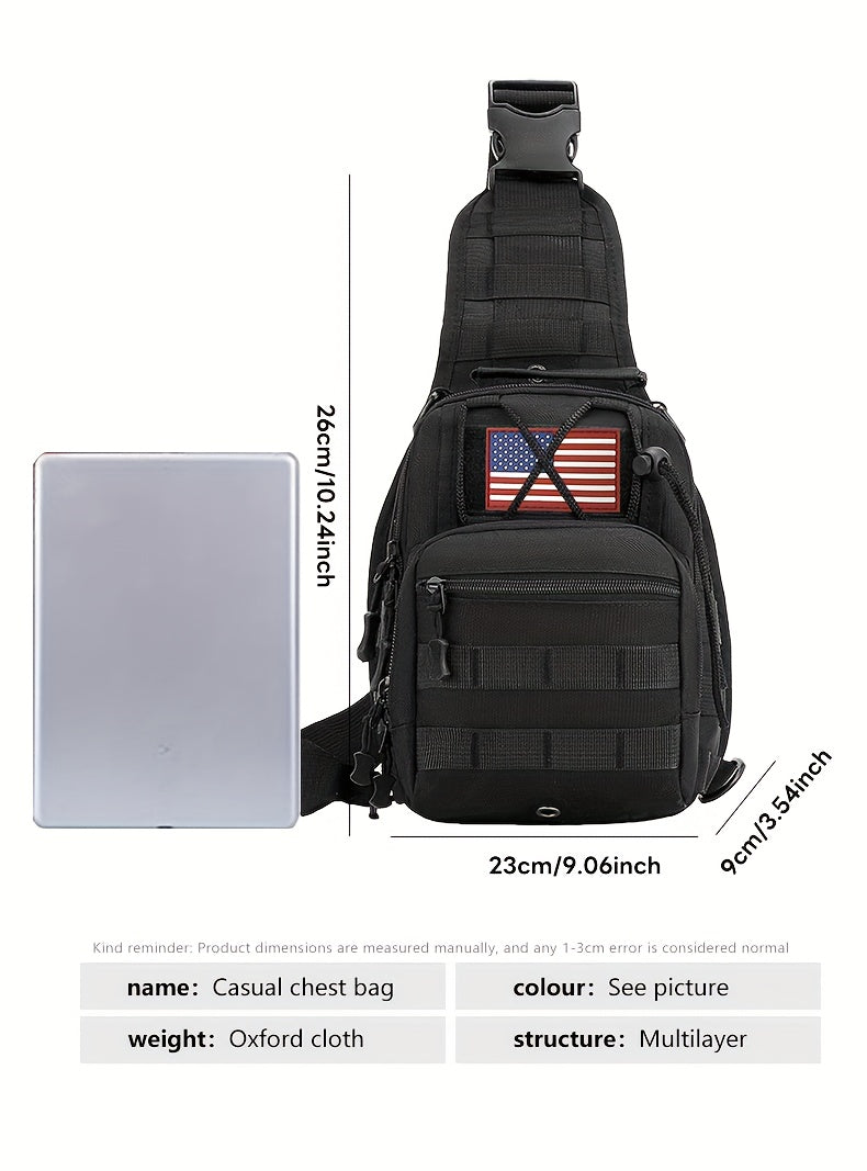 Tactical Sling Backpack Lightweight Crossbody Daypack – Military Camo Shoulder Bag for Cycling Hiking Travel Daily Use, Multiple Colors with Flag Patch Option, Men Women EDC Bag
