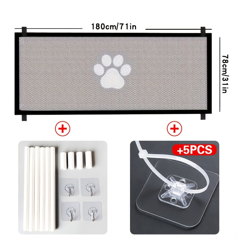 Portable Folding Pet Gate Dog Safety Barrier Fence Foldable Mesh Isolation Net Indoor Doorways Stairs Rooms Small 43x30 Large 70x30 Inch Dogs Cats Puppies Kittens