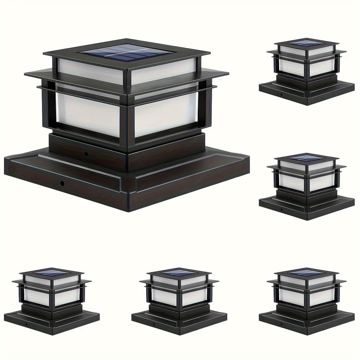 Solar Post Cap Lights 6 Pack Outdoor LED – Waterproof Dusk-to-Dawn Auto On/Off Solar Fence Post Lights for Deck, Porch, Patio, Garden, Stair & Yard Decoration