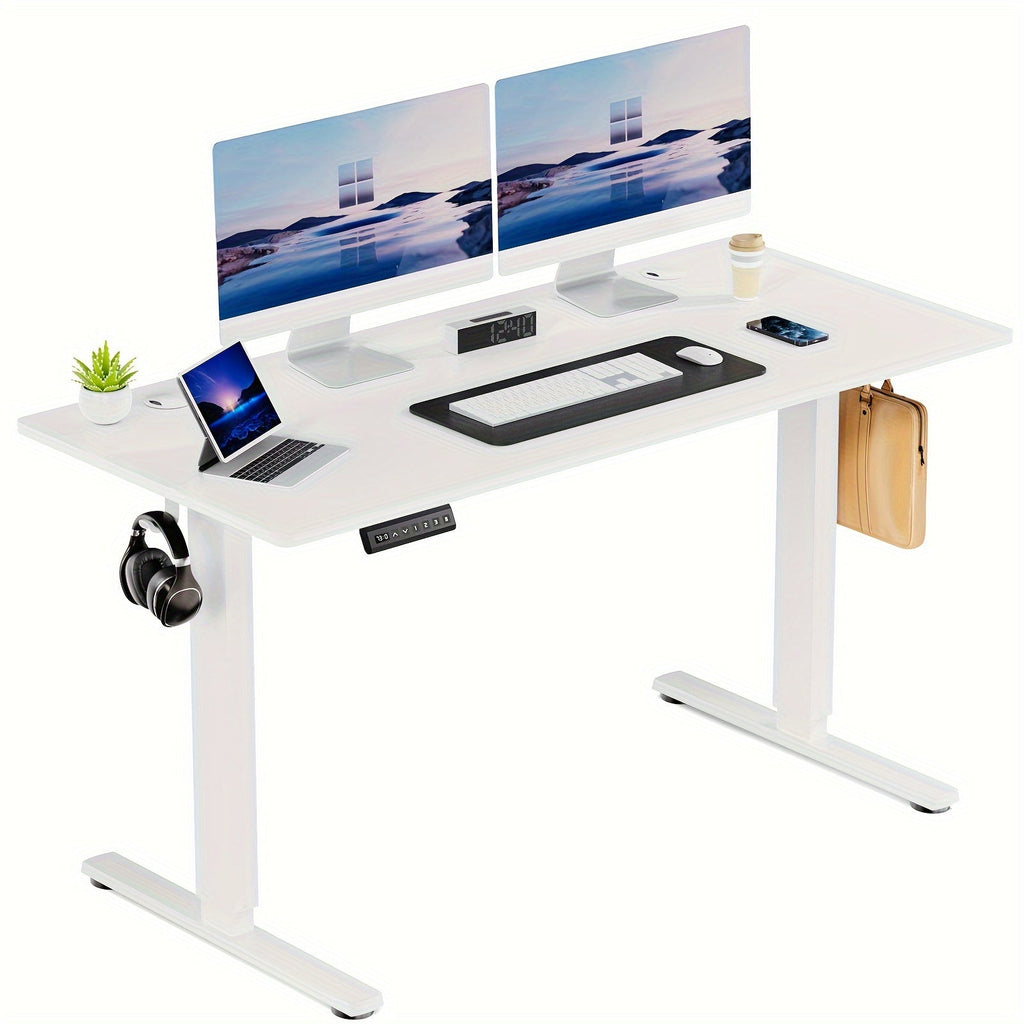 63 Inch Electric Standing Desk Height Adjustable Sit-Stand PC Workstation Wood Desktop Home Office Gaming Room Bedroom 3 Colors 3 Sizes