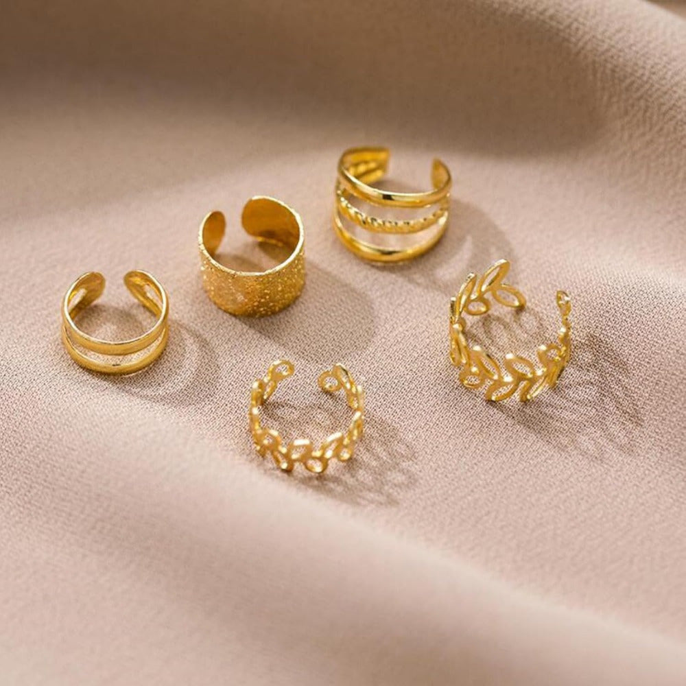 5-Pack Non-Piercing Ear Cuffs for Women – Hypoallergenic Clip-On Cartilage Earrings Silver & Gold Stackable No Hole Needed Fashion Jewelry Gift