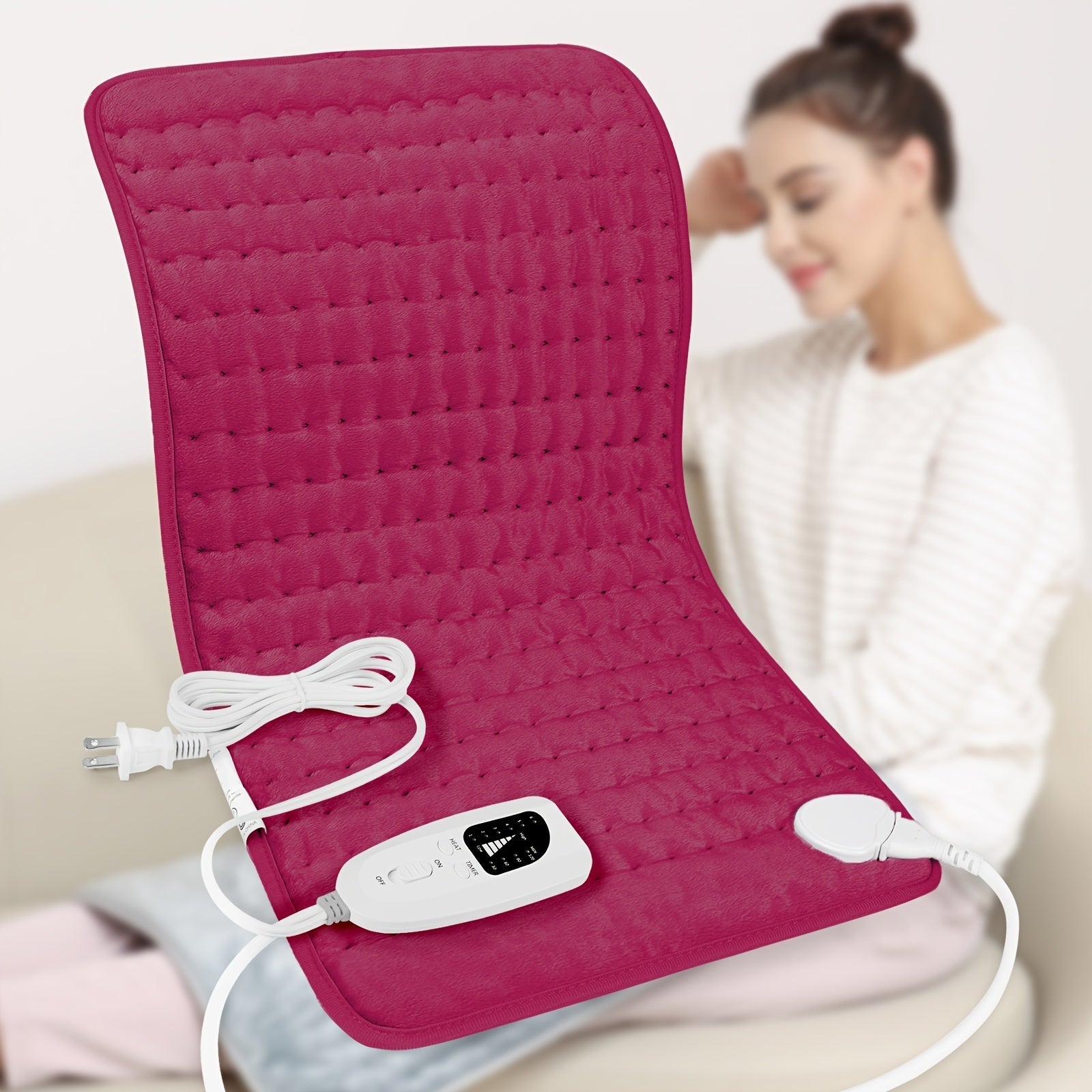 Extra Large Heating Pad 24"x12" for Back Neck Shoulders & Full Body – 6 Heat Settings 104–140°F, Wet & Dry Heat, Auto Shut-Off Timer, Machine Washable Ultra-Soft Flannel Electric Pad for Pain Relief