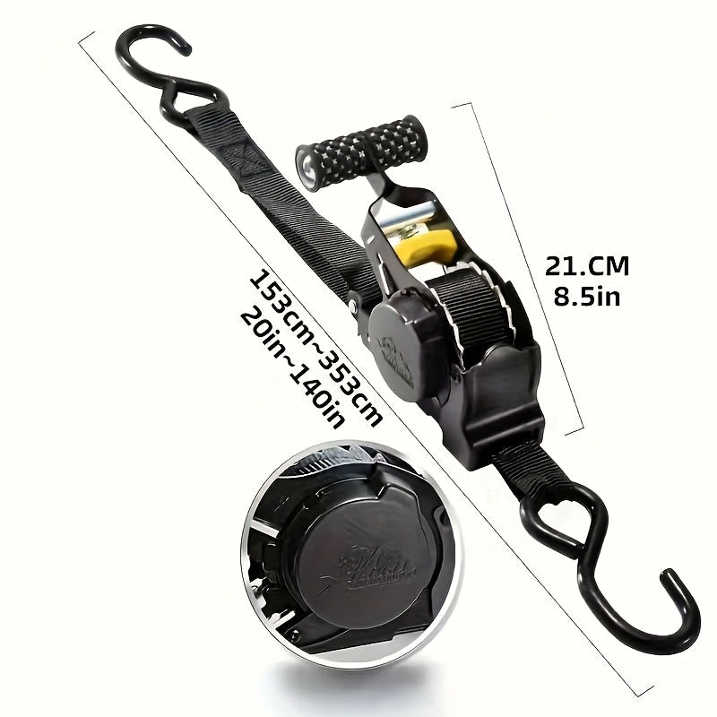 Heavy Duty Auto Self-Retracting Ratchet Tie Down Straps 2 Pack 10 Ft – Cargo Straps for Truck Trailer Motorcycle ATV & Moving Loads