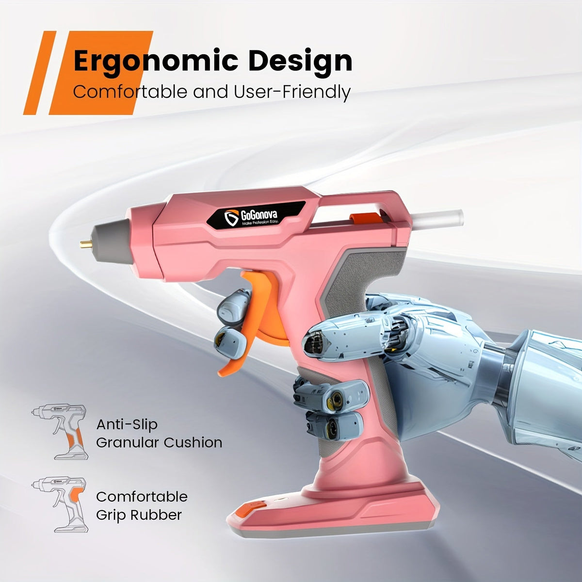 Cordless Hot Glue Gun USB Rechargeable with 25 Glue Sticks – 20 Second Fast Heating Anti-Drip Safety Design for DIY Crafts Home Repair Plush Toy Repair and Handmade Projects – Pink Grey Blue