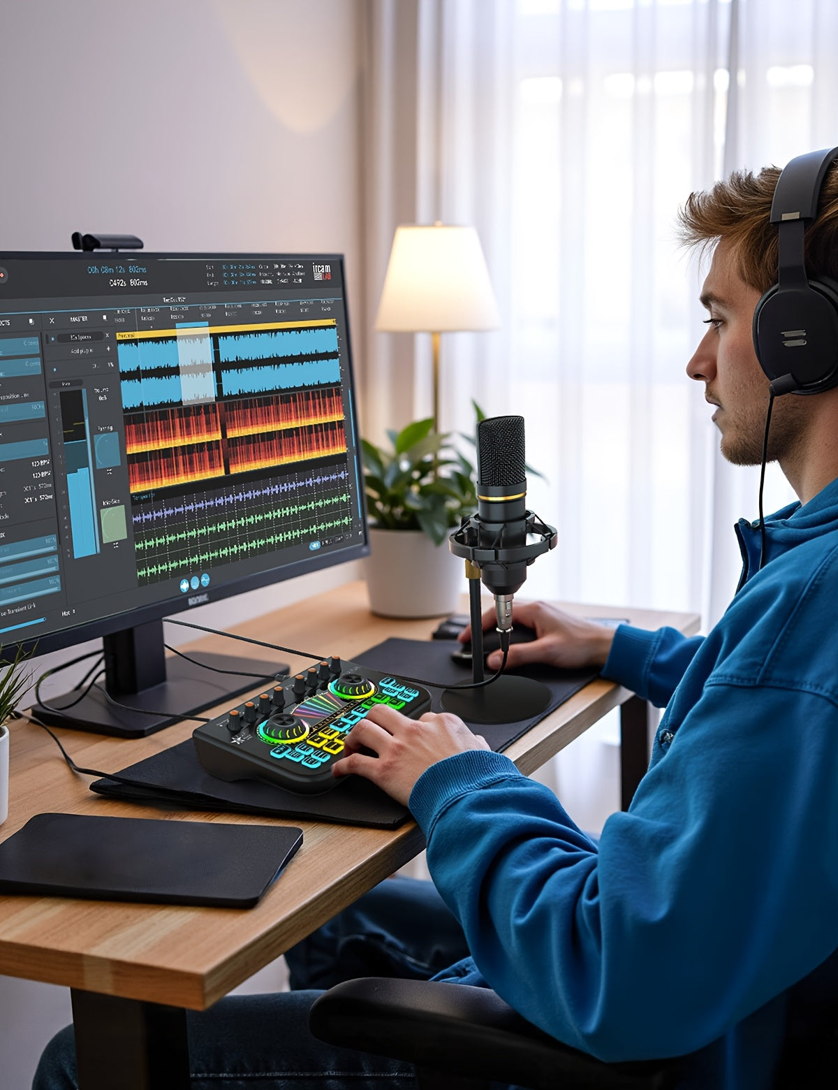 Microphone Mixer Bundle Kit for Podcast Recording Studio – Audio Mixer with Mic Stand, Sound Card, Streaming & Karaoke Setup for PC Phone Gaming