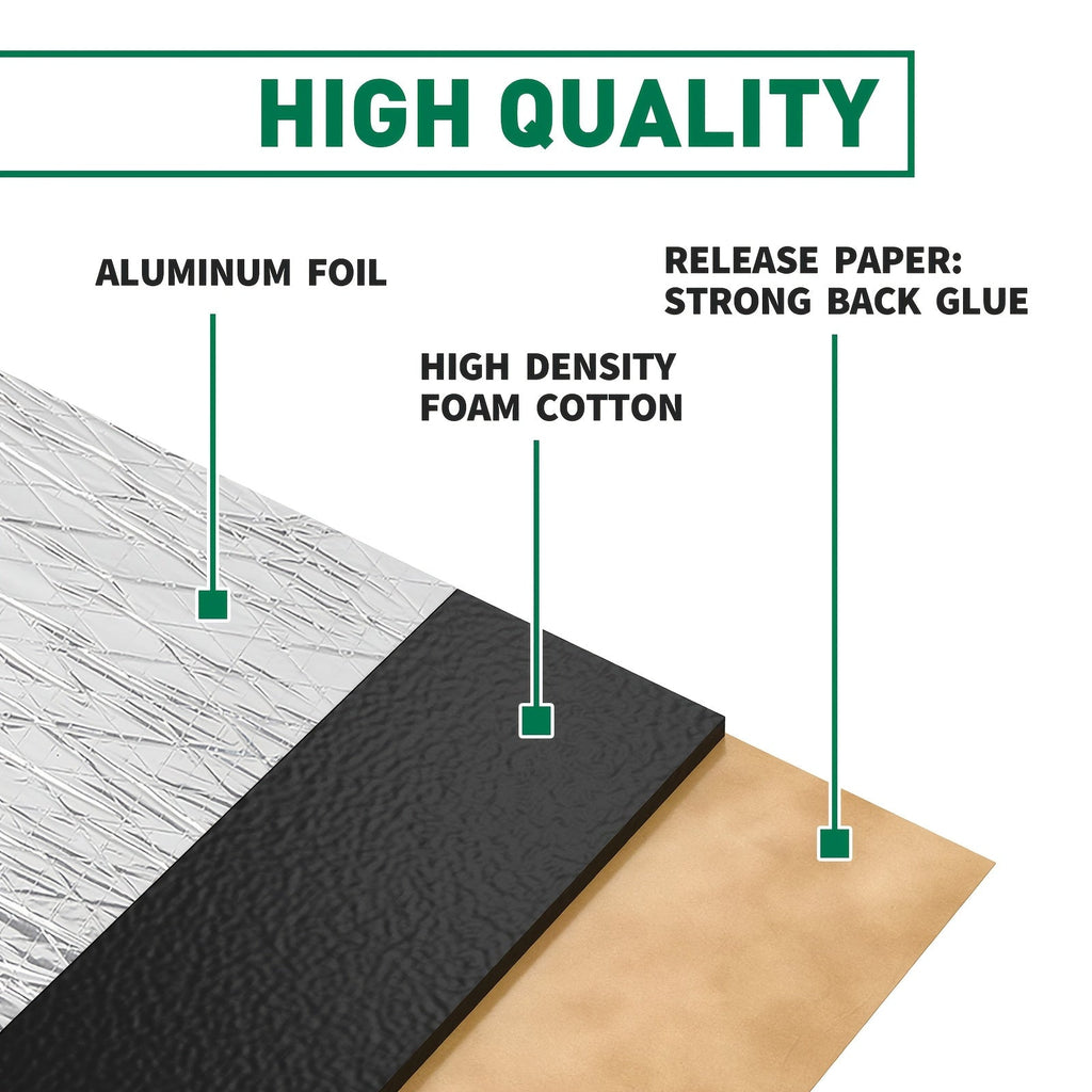 Car Sound Deadener Heat Shield Mat 22 26 Sqft Self-Adhesive Aluminum Foil Noise Reduction Insulation Easy Cut Install for Floor Door Trunk Firewall Free Installation Tools