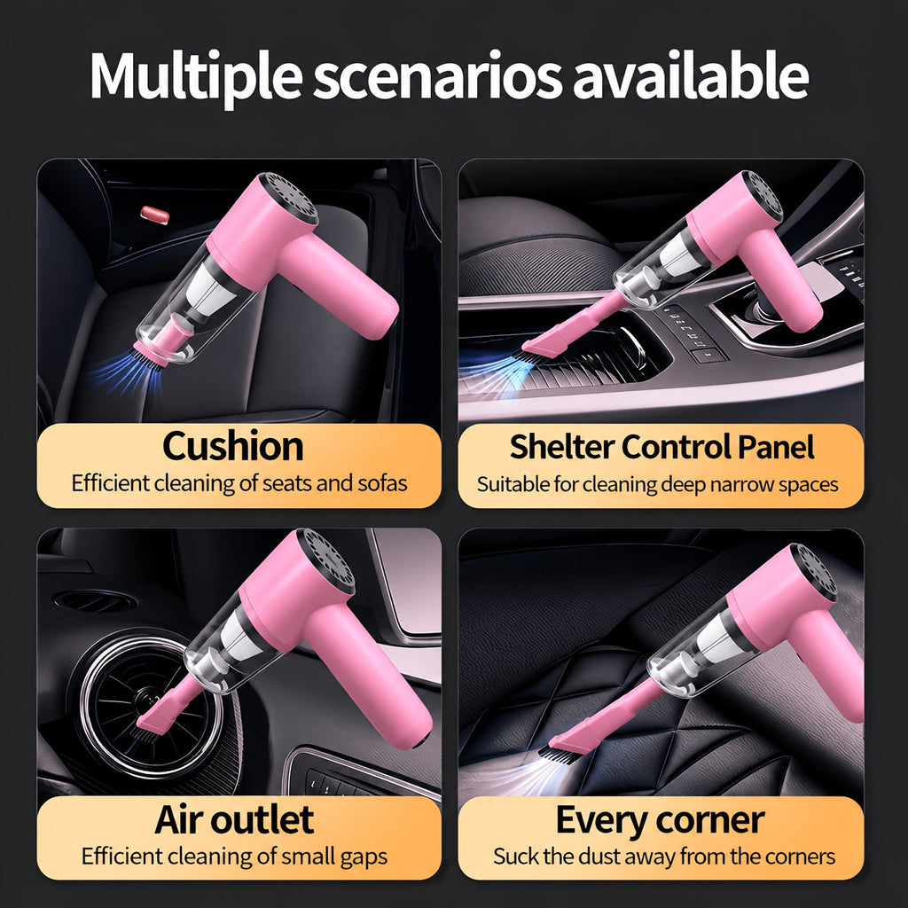 Cordless Car Vacuum Cleaner 7KPa Strong Suction 80dB Quiet Operation 3 Nozzles Rechargeable Handheld Portable Auto Vacuum for Car Interior Home Pet Hair Women Gift Car Accessories