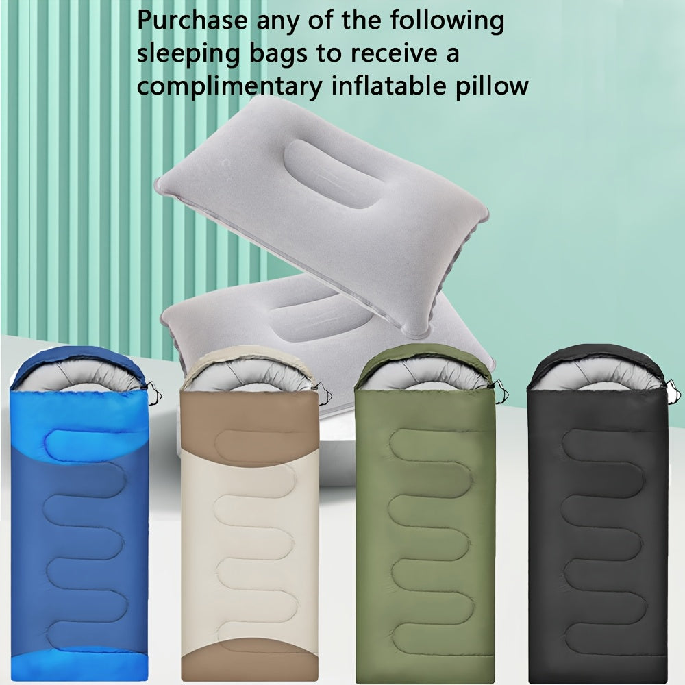 Camping Sleeping Bag 3 Season with Pillow & Compression Sack – Lightweight Sleep System for Adults, Hiking Backpacking Travel & Emergency Use, 4 Colors Available