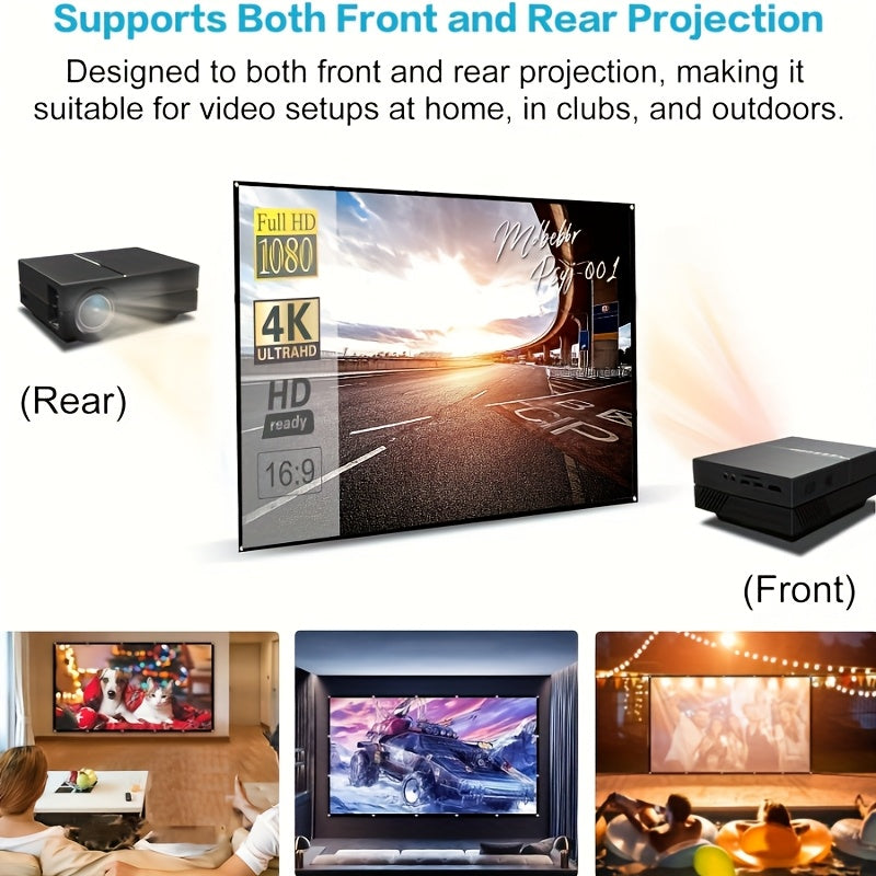 Portable Projector Screen 4K HD 72 100 120 Inch 16:9 Foldable Wrinkle-Free Outdoor Indoor Movie Screen 160° Wide View Dual-Sided for Home Theater Camping Party Presentations