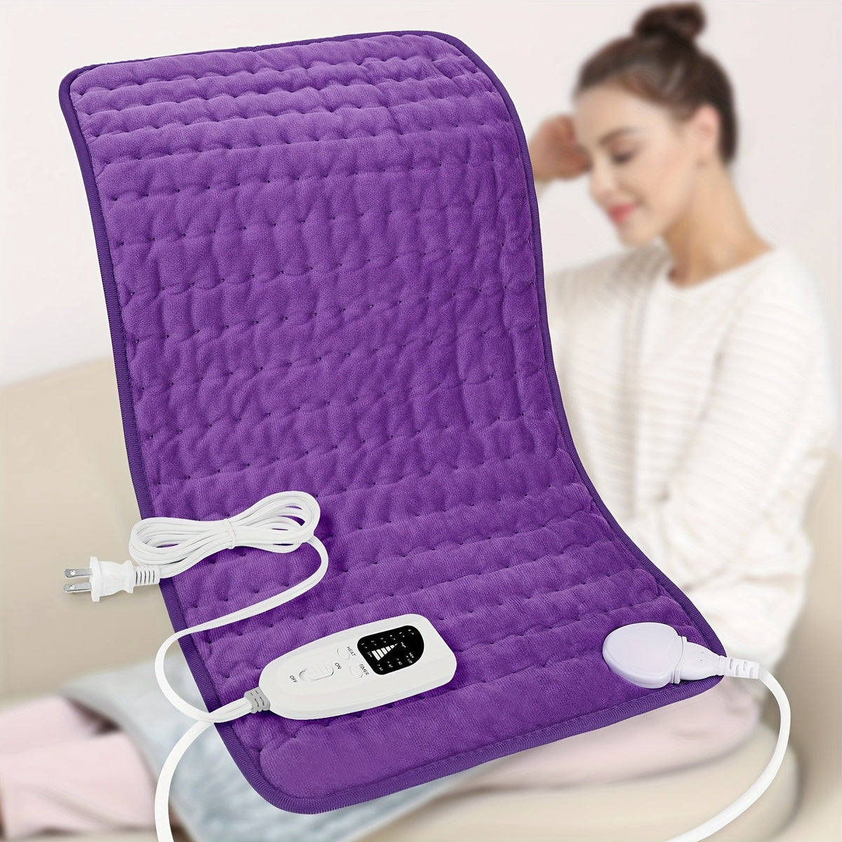 Extra Large Heating Pad 24"x12" for Back Neck Shoulders & Full Body – 6 Heat Settings 104–140°F, Wet & Dry Heat, Auto Shut-Off Timer, Machine Washable Ultra-Soft Flannel Electric Pad for Pain Relief