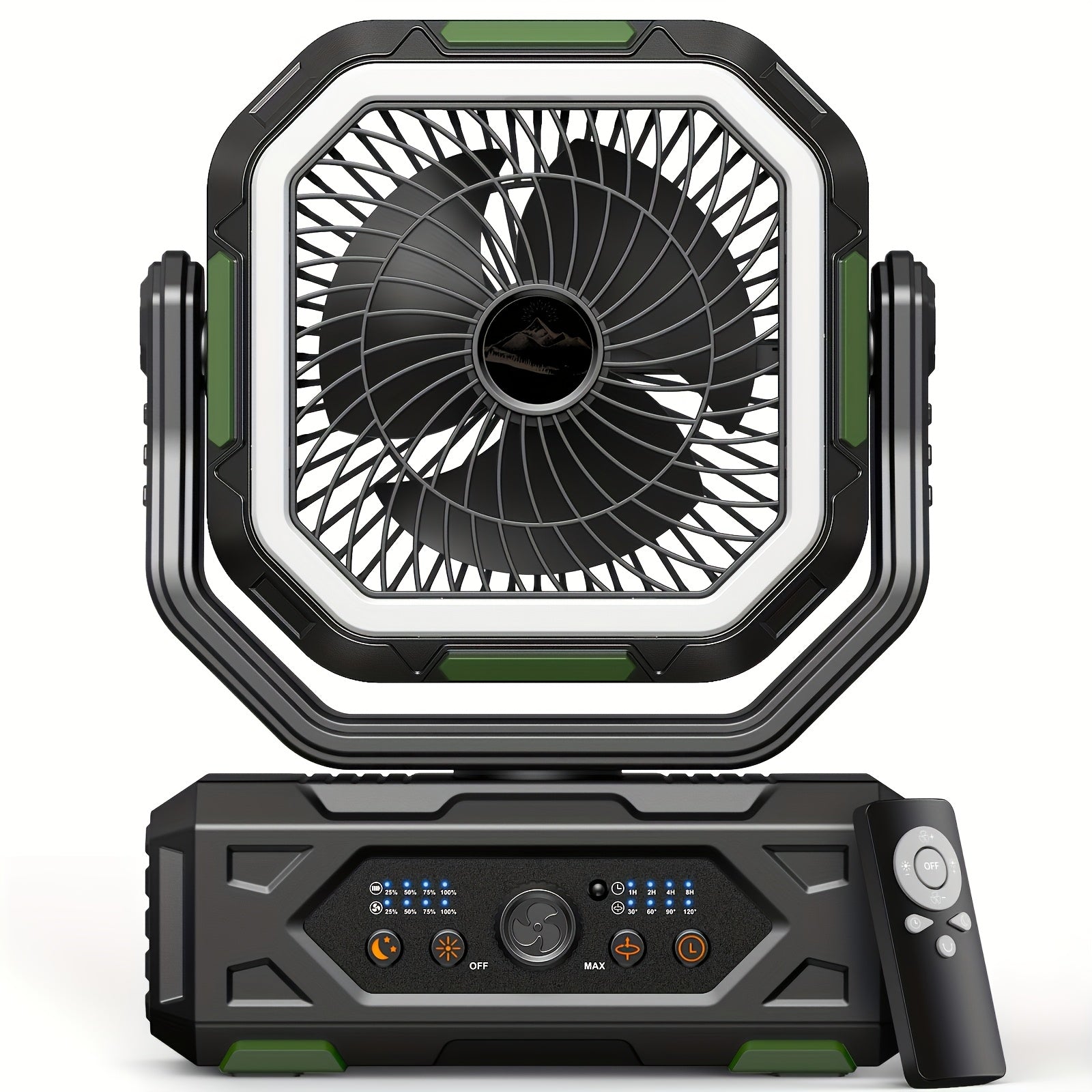 20000mAh Portable Camping Fan with Remote & Oscillation – Rechargeable 4-Speed Quiet Fan with LED Lantern, 45°/90° Oscillation, Timer & Hook for Tent, Car, RV, Bedroom & Emergency Cooling, 12-138Hr Runtime