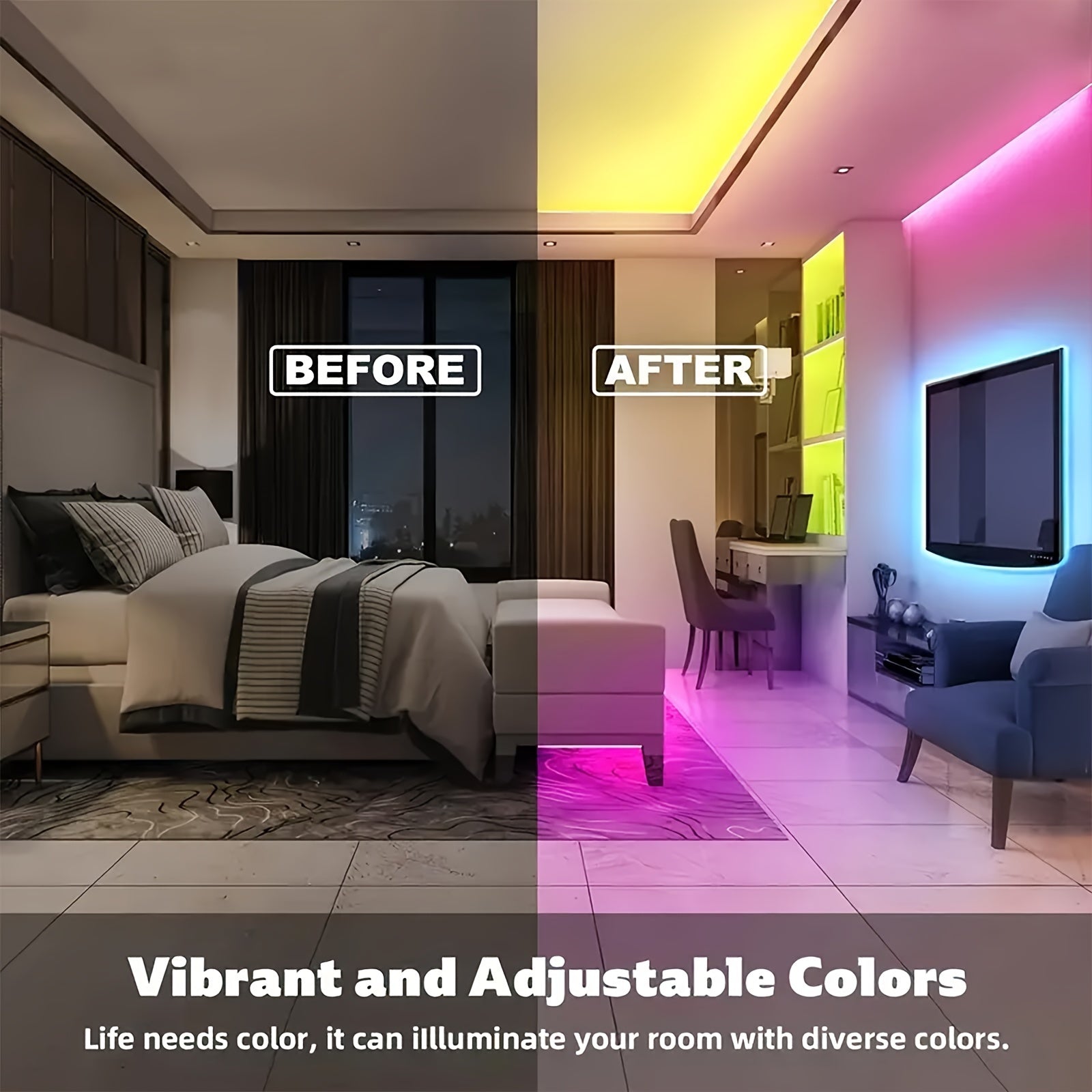 100ft LED Strip Lights Color Changing RGB with 44-Key Remote & Power Supply – 30M Flexible Indoor LED Light Strip for Bedroom Living Room Festival Wedding Carnival Party Decoration Ambiance