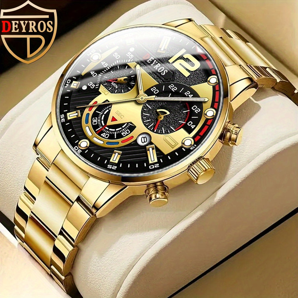 Men's Quartz Watch Set 10 Pcs – Analog Alloy Case, Faux Leather Strap, Date Display, Multiple Styles – Casual Wrist Watches for Men, Perfect Gift Set