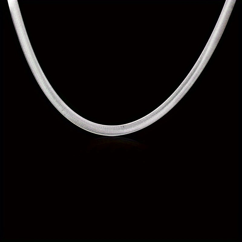 925 Sterling Silver Flat Snake Chain Necklace 20 Inch – Sleek Minimalist 2D Serpentine Unisex Jewelry Gift for Weddings Parties Christmas Holidays