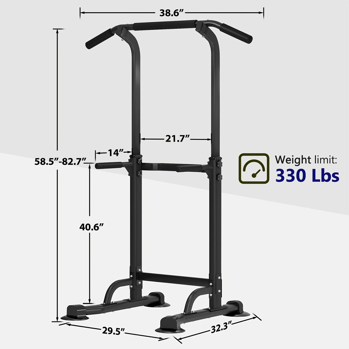 Power Tower Dip Station with Pull-Up Bar 10 Adjustable Heights 330 lbs Capacity Full-Body Strength Training for Home Gym – Pink Black Red Yellow Blue Orange Green