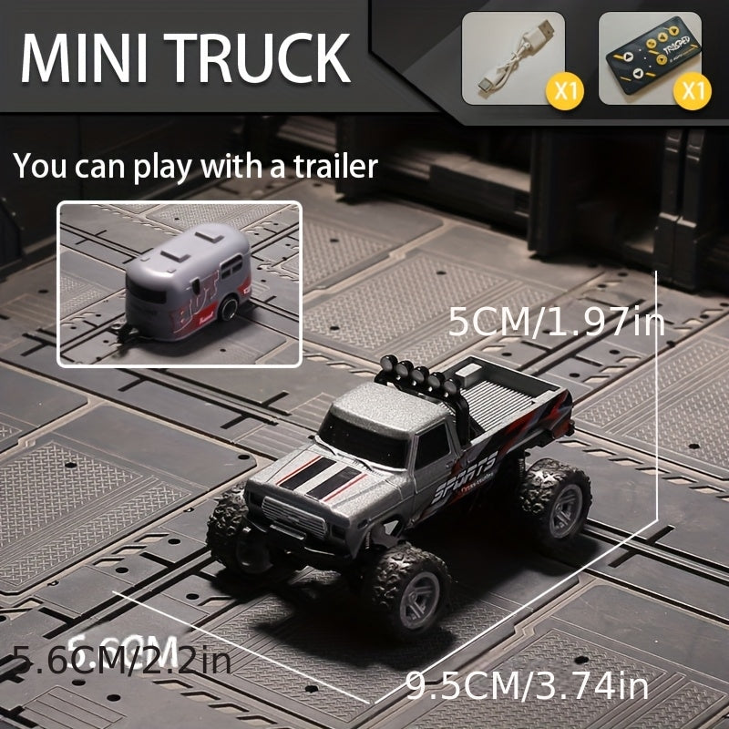 1:64 Alloy Mini Remote Control Off-Road Truck with Shock Absorbers Die-Cast RC Car Toy Gift for Boys Kids Birthday Christmas Halloween Dark Gray Teal Green Sky Blue Mixed