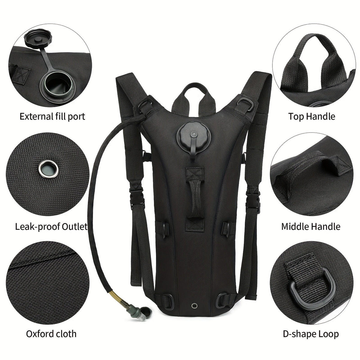 Hydration Backpack with 101oz Water Bladder Tactical Lightweight Hiking Pack Adjustable Straps Large Capacity for Hiking Biking Running Climbing Black Green