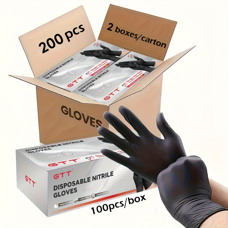 Black Nitrile Disposable Gloves 200 Count – 6 Mil Thick, Latex-Free, Powder-Free, Chemical Resistant, Flexible Form-Fitting, S/M/L/XL for Mechanic, Maintenance, Cleaning, Food Service & Medical Use