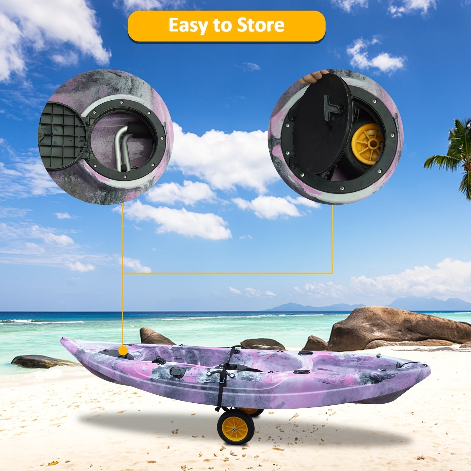 Bonnlo Portable Kayak Trolley Cart Collapsible Cast Aluminum Alloy with 10" Solid Wheels - Fits Canoes, Paddle Boards, Jon Boats, Float Mats & Watercraft Transport