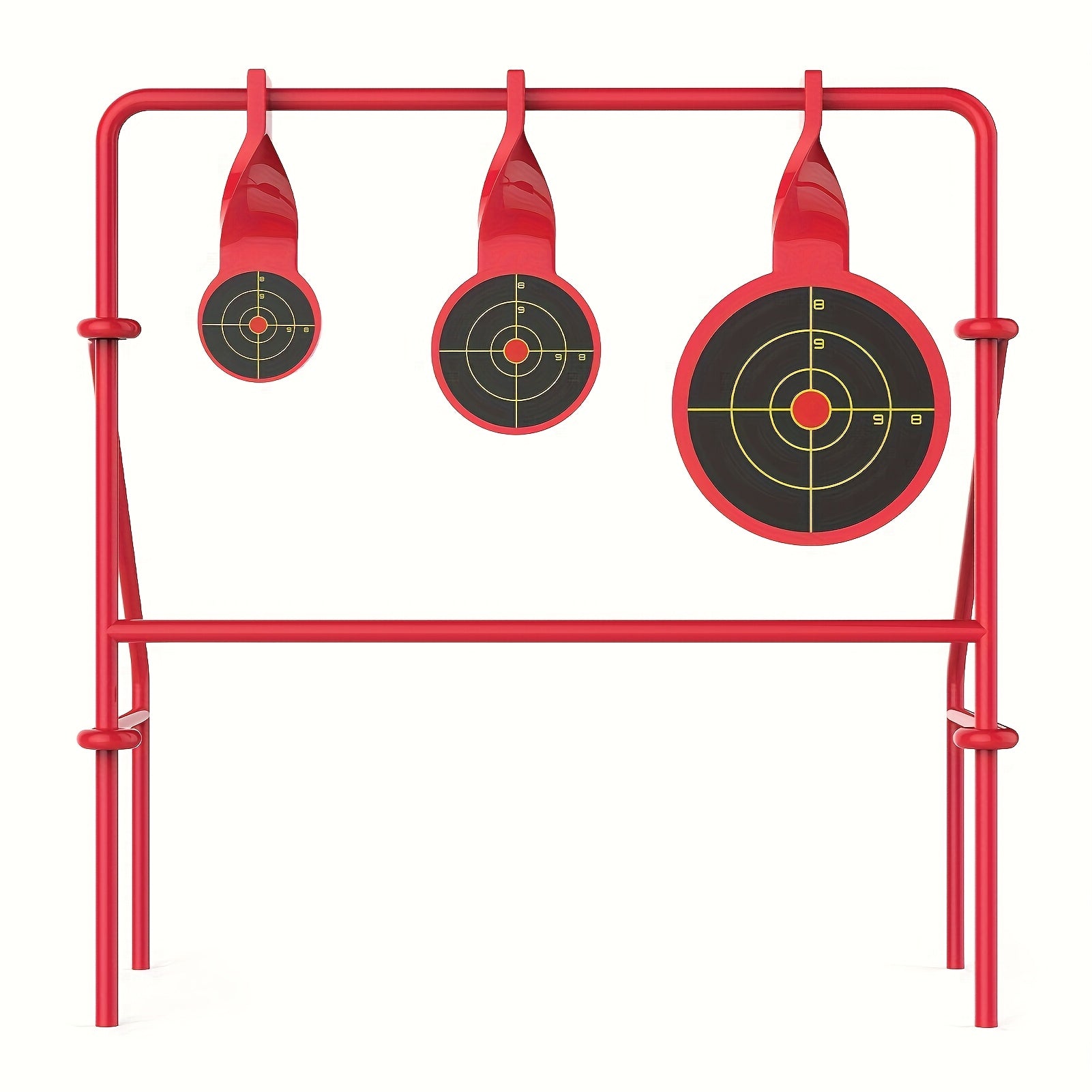 Triple Spinner Shooting Target Stand for .22LR Rimfire – Foldable Heavy-Duty Steel with 15-Pack Bullseye Paper Targets, Instant Visual & Audible Feedback for Backyard Plinking Range Training Practice