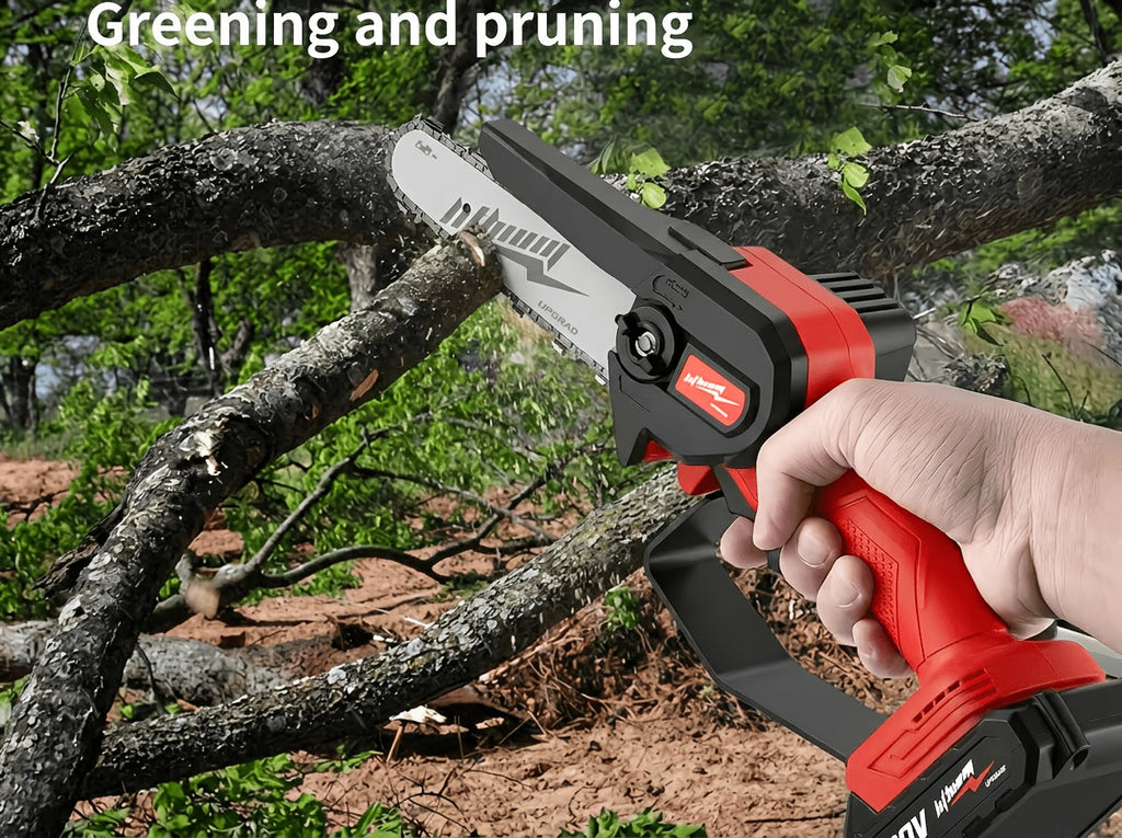 Mini Chainsaw Cordless 6 Inch Battery Powered Electric Chainsaw with Safety Guard Adjustable Chain Ergonomic Grip for Tree Trimming Branch Cutting Yard Work - Gift for DIY Home Garden Outdoor