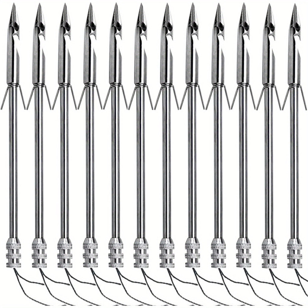 12-Pack Stainless Steel Fishing Slingshot Arrowheads Detachable – Bowfishing Arrow Tips Slingshot Fishing Darts Replacement Broadheads for Bow Fishing Slingshot Shooting Accessories