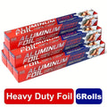 Heavy Duty Aluminum Foil Rolls 6 or 12 Pack – 12 Inch Wide, 30 Sq Ft Per Roll, Thick Strong Foil for Cooking, Grilling, Baking, Food Storage & Restaurant Use, Easy Open Tab