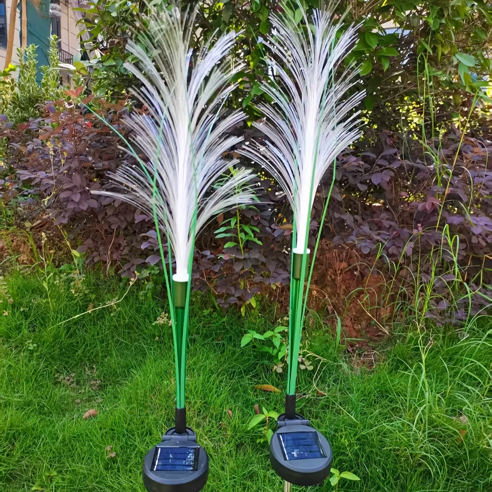 Solar Garden Stake Lights Golden Grass Design - Energy-Efficient Outdoor Decorative Lights for Yard Patio Balcony Pathway Nickel Battery Auto On Off Available in 1pc or 2pcs