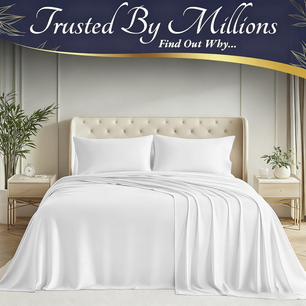 Cooling Bamboo Bed Sheet Sets – Ultra-Soft Breathable Deep Pocket Sheets for Hot Sleepers, Twin Full Queen King, 4-Piece Set with Pillowcases, Moisture-Wicking Temperature Regulating