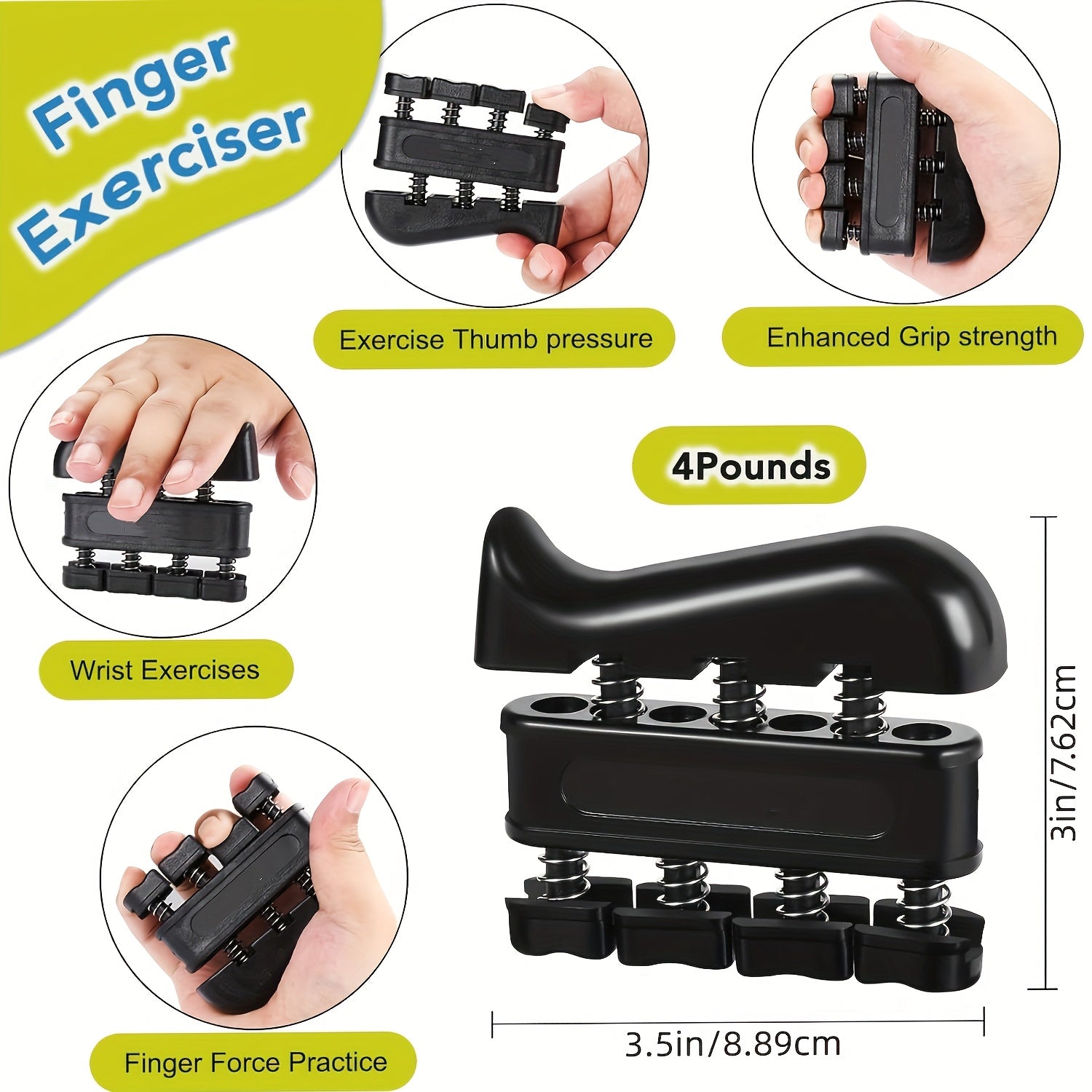 4-Piece Grip Strength Training Set Adjustable Hand Grip Strengthener 10-130 lbs Finger Exerciser Forearm Workout Ring Exercise Ball for Athletes Climbers Musicians Men Women