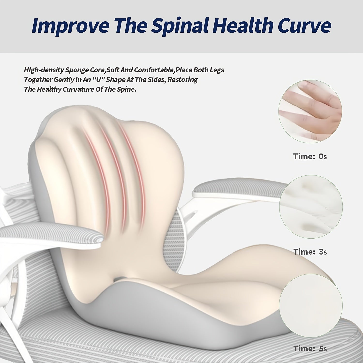 Memory Foam Lumbar Support Cushion for Office Chair & Car Seat – Ergonomic Lower Back & Hip Support Pillow, Breathable Non-Slip Design for Prolonged Sitting Driving Work from Home, 10 Colors
