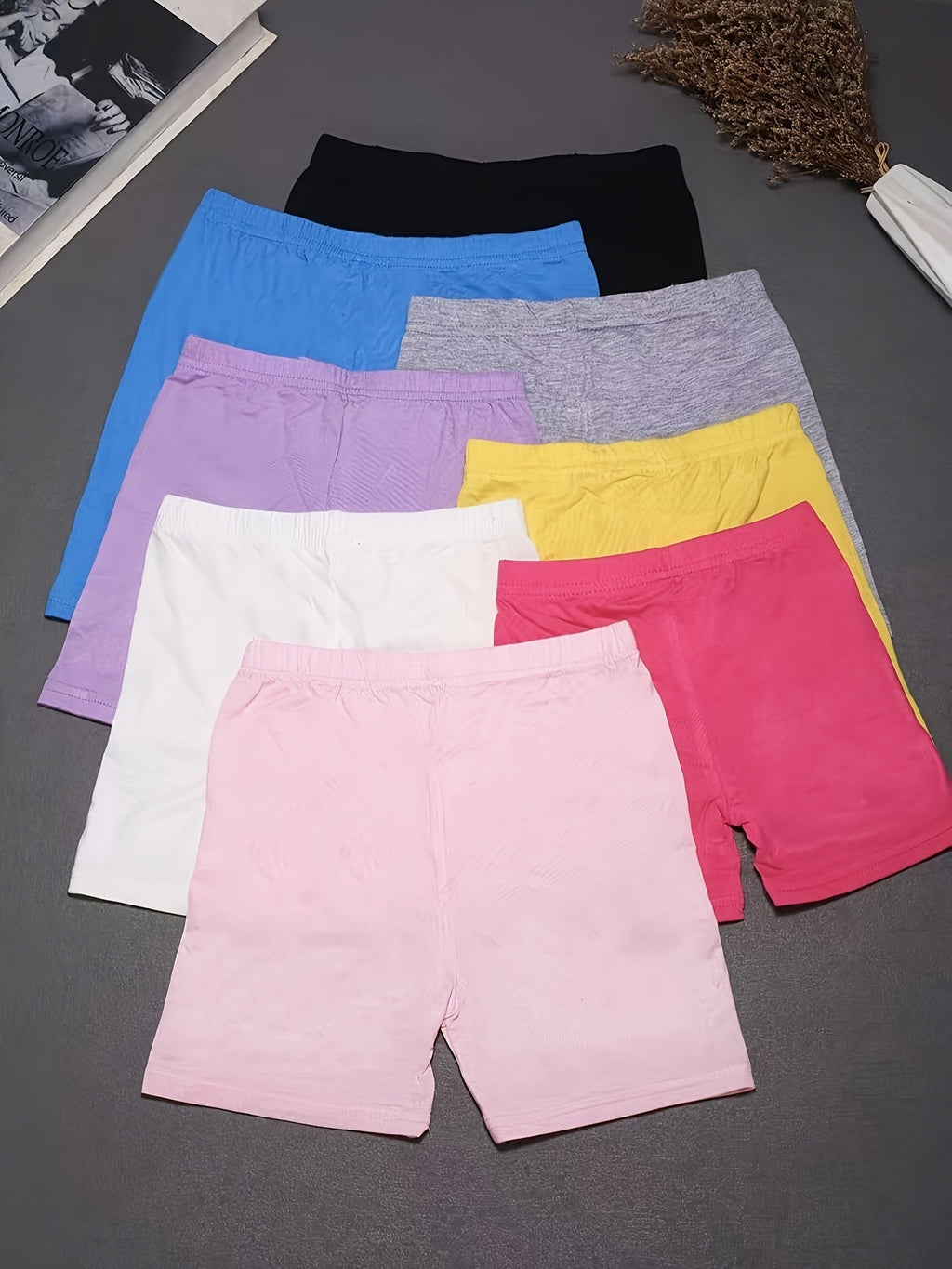 Girls Bike Shorts 8-Pack Soft Modal Cartwheel Dance Shorts Toddler Kids Under Dress Biker Shorts Multicolor Sizes 2-10Y