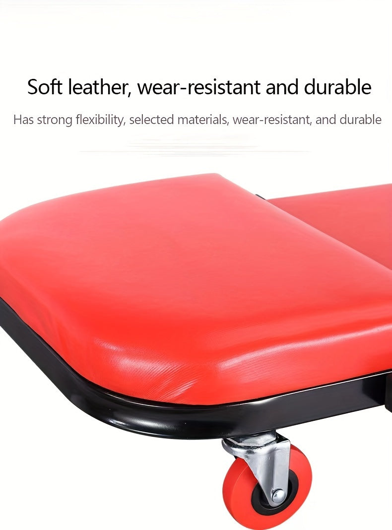 Foldable 2-in-1 Mechanic Creeper & Rolling Seat 300LB | 36 Inch Z-Crawler with 6 Swivel Wheels, Adjustable Headrest, Folding Car Repair Creeper for Garage Workshop – Black & Red