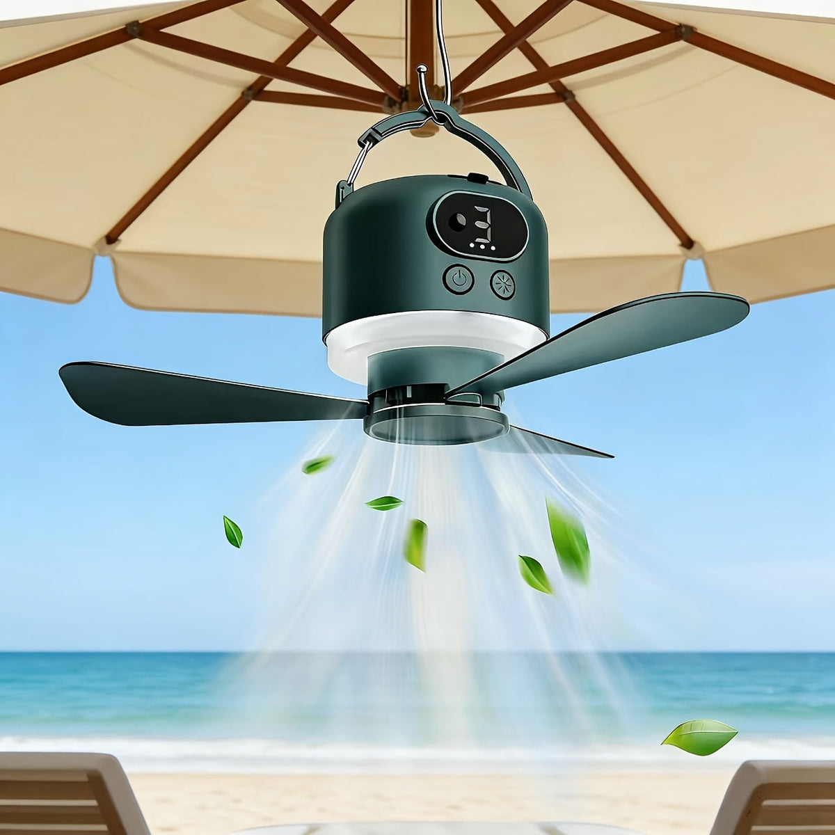 Portable Camping Ceiling Fan 10400mAh USB Rechargeable – Tent Fan with Remote Control, LED Light, Detachable Blades & 4-Speed Settings for Camping, Outdoor, RV, Bedroom & Home Use